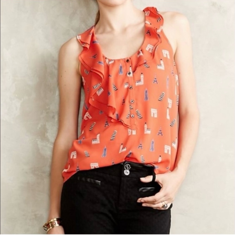Anthropologie Maeve Aurelie Landmark Sleeveless Blouse